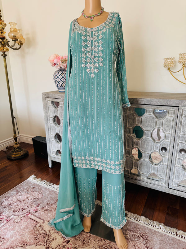 Hand embroidered pant suits