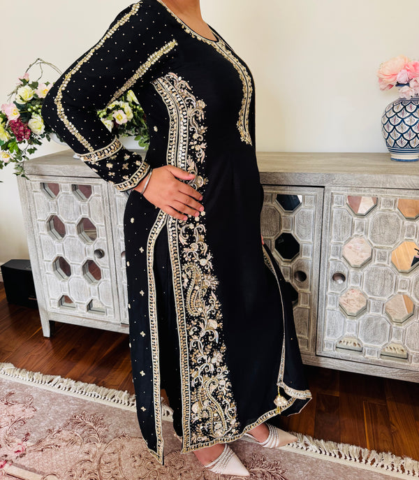 Hand embroidered pant suit