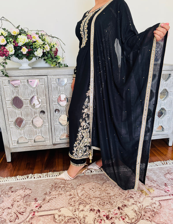Hand embroidered pant suit