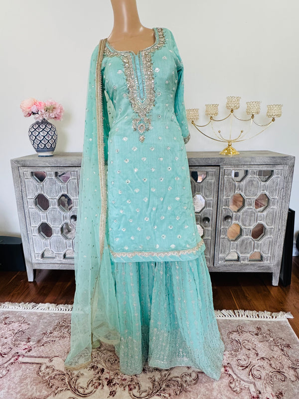 Hand embroidered garara suit
