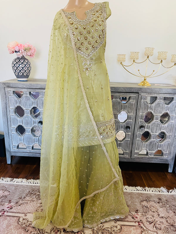 Hand embroidered garara