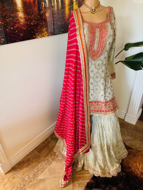 Hand embroidered garara suit