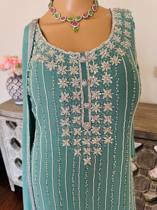 Hand embroidered pant suits