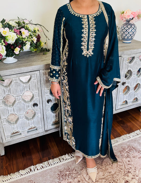 Hand embroidered pant suit