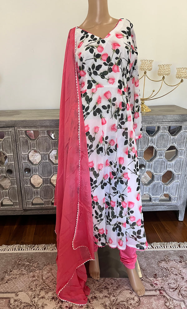 Georgette anarkali suit with pajami