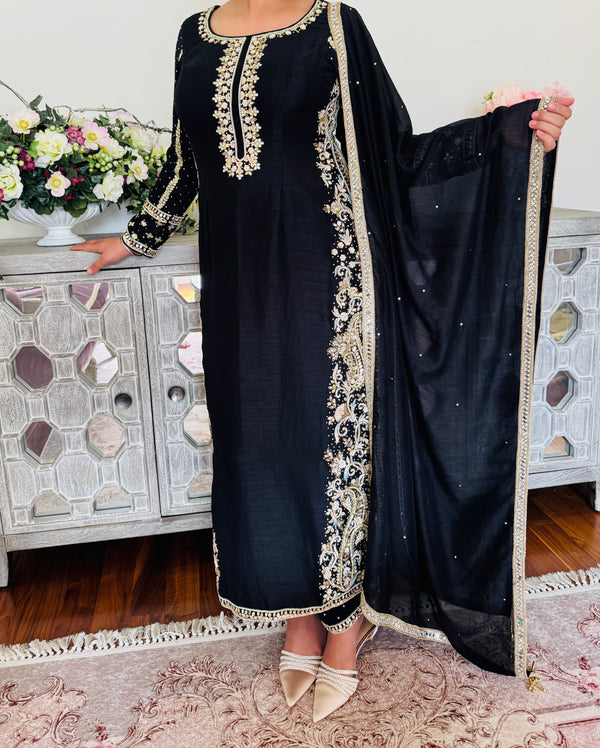 Hand embroidered pant suit