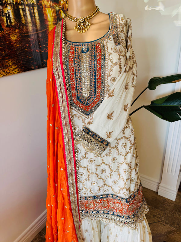 Hand embroidered garara suit