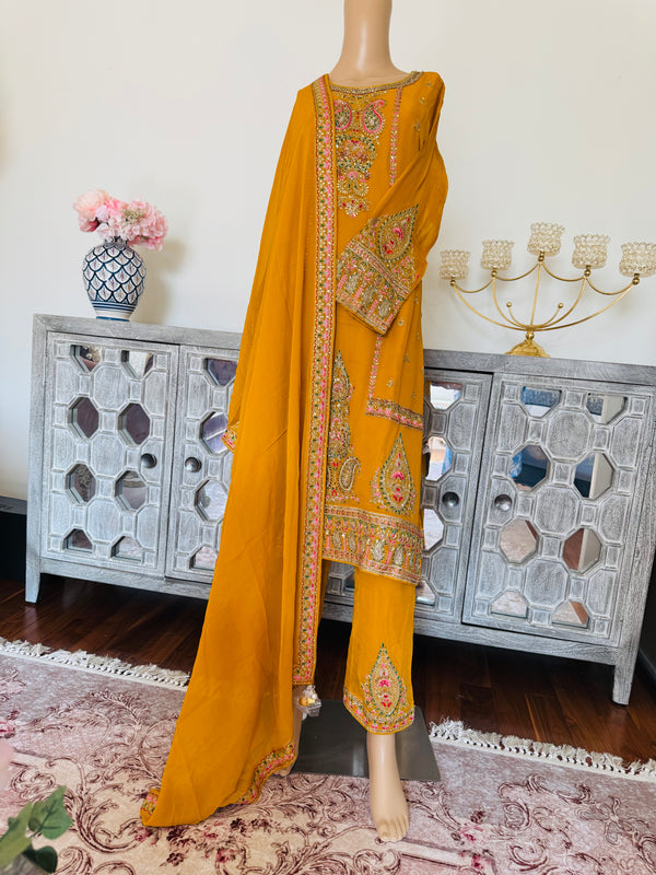 Hand embroidered pant suits