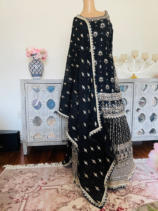 Hand embroidered garara suit