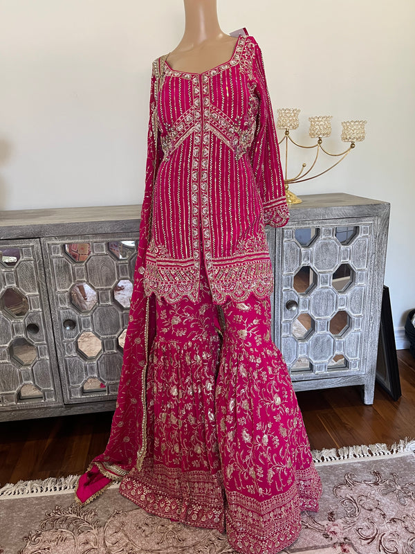Hand embroidered garara suit