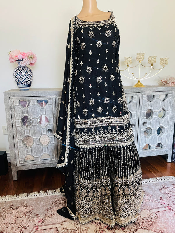 Hand embroidered garara suit