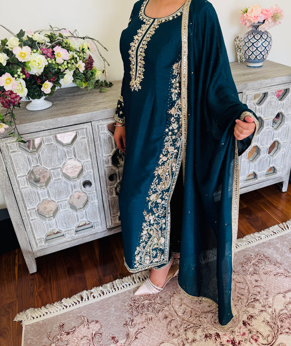 Hand embroidered pant suit