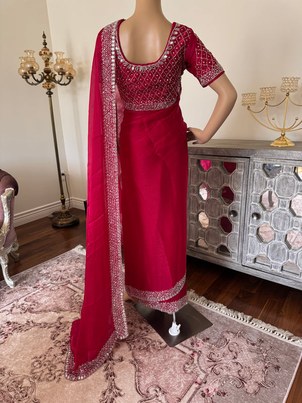 Hand embroidered saree