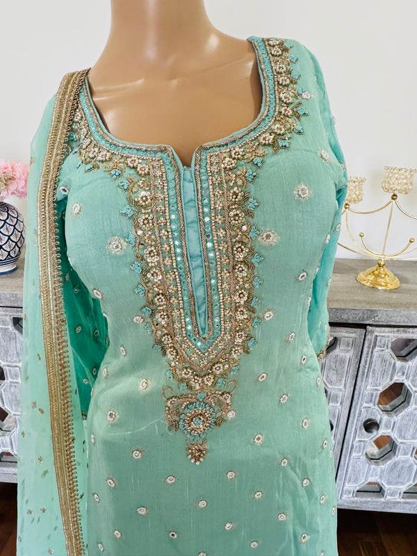 Hand embroidered garara suit