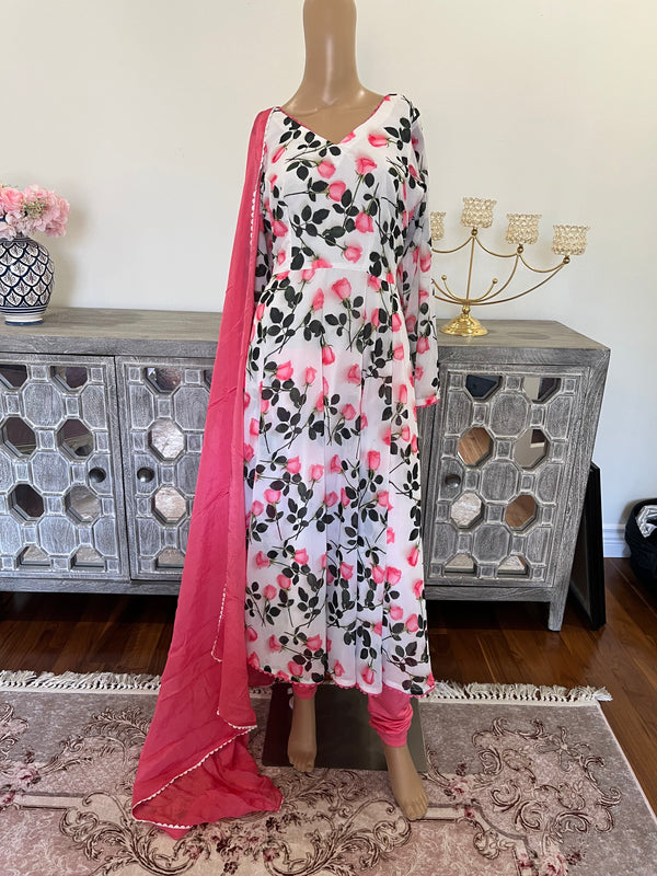 Georgette anarkali suit with pajami