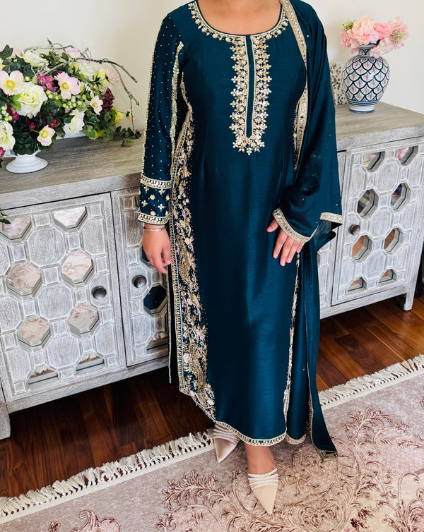 Hand embroidered pant suit