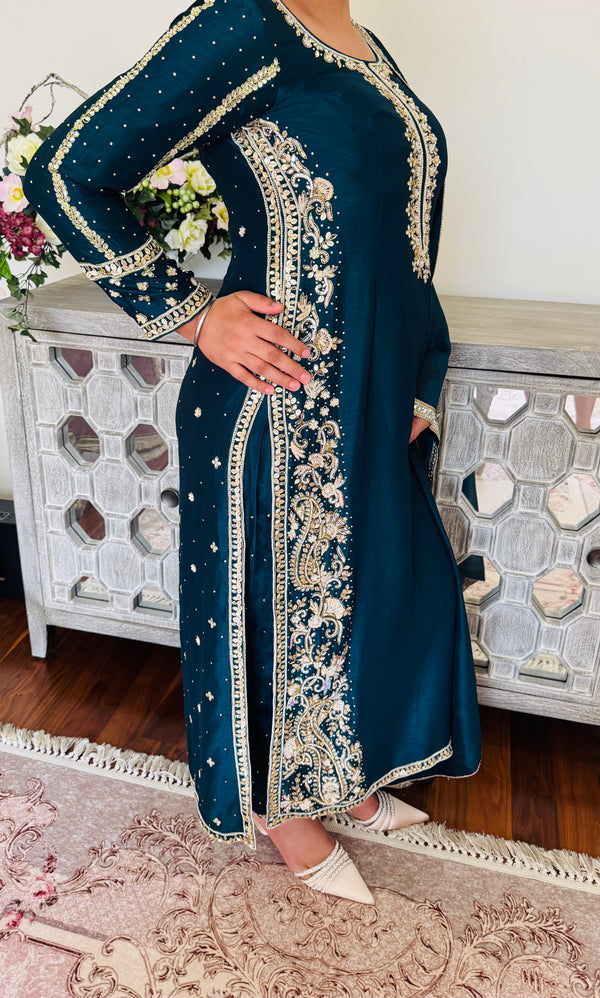 Hand embroidered pant suit