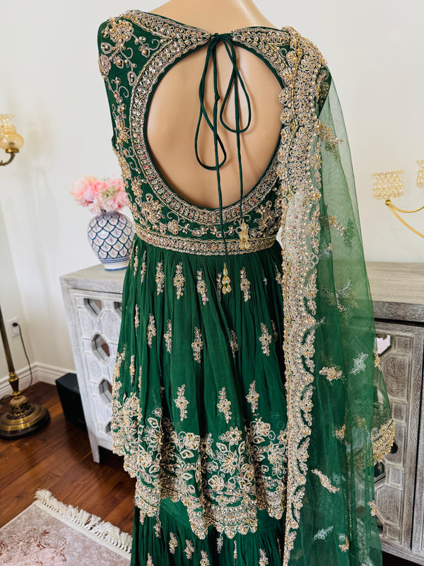 Hand embroidered peplum top with garara