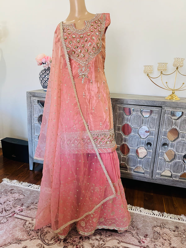 Hand embroidered garara