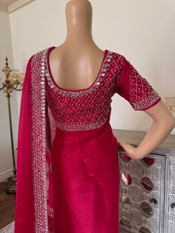 Hand embroidered saree