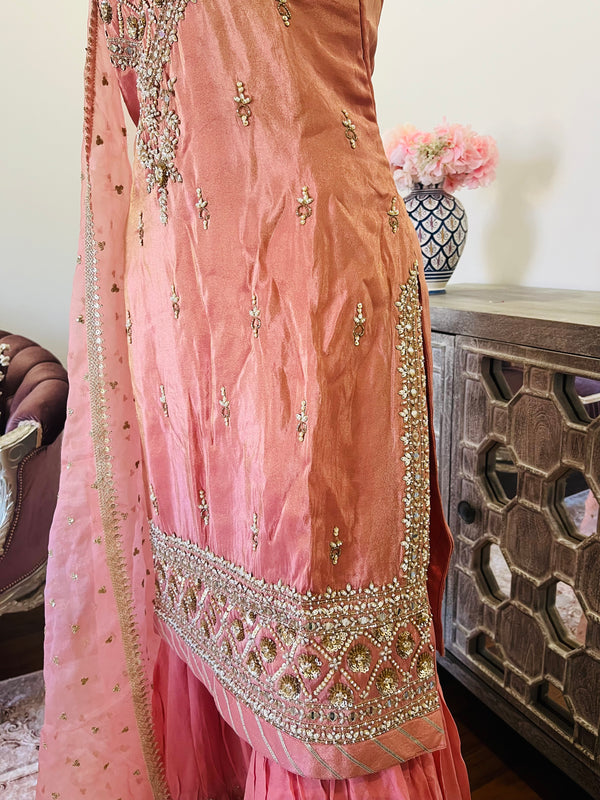 Hand embroidered garara