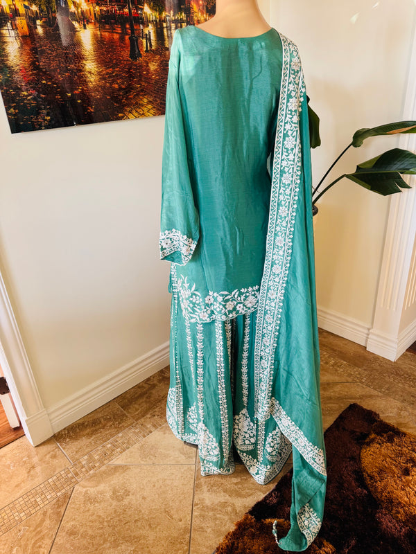 Hand embroidered sharara suit