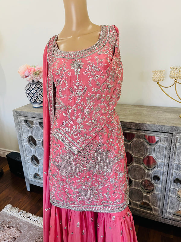 Hand embroidered garara suit