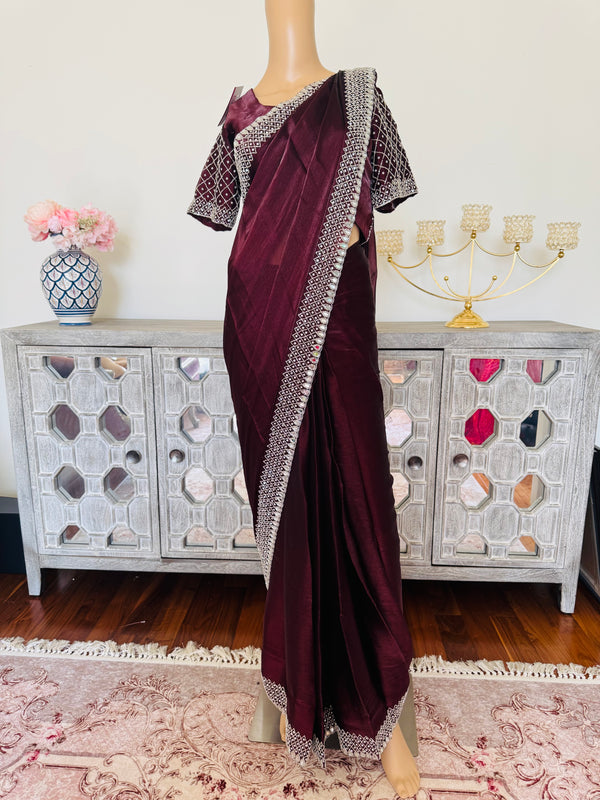 Hand embroidered saree