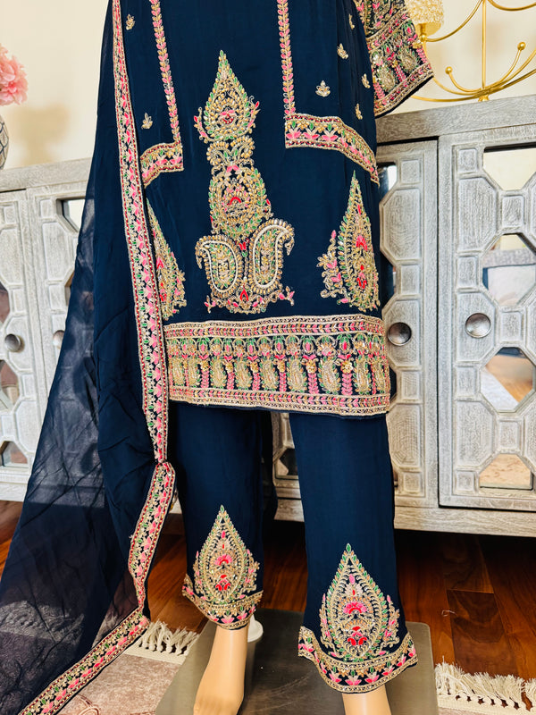 Hand embroidered pant suits